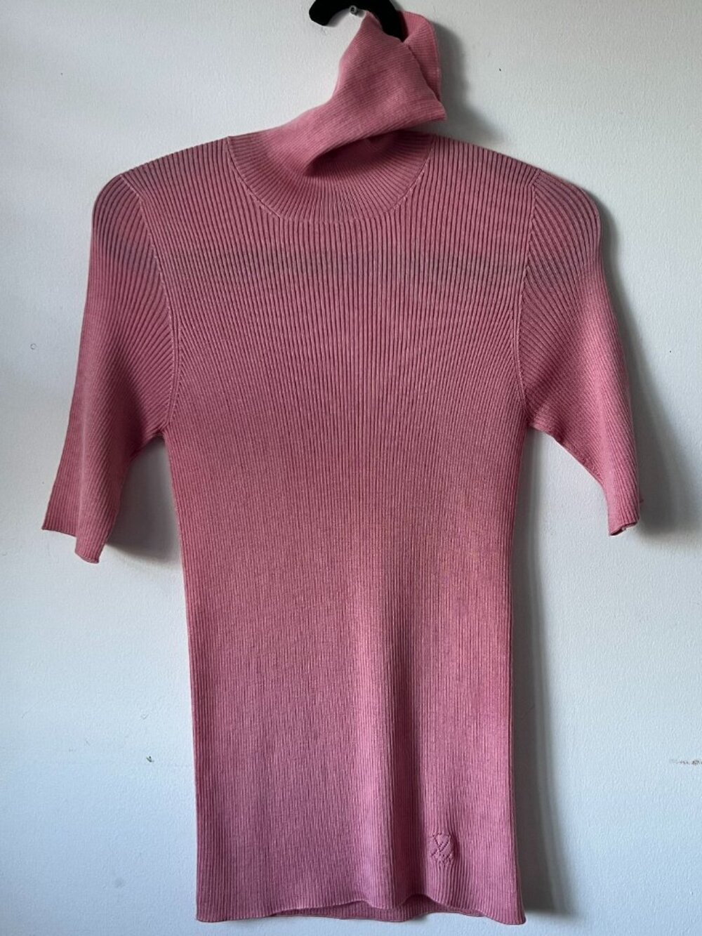Louis Vuitton Paris Salmon Pink Turtleneck Fine Ribbed Wool Silk Sweater M/S